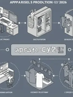 Illustration of the 7-step apparel production cycle from concept to closet for 2026 fashion