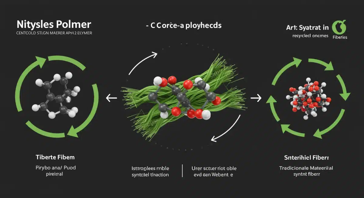 Molecular structure illustration of sustainable bio-based activewear fabric.