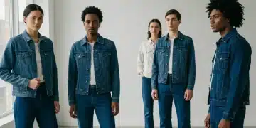 Models showcasing sustainable denim fashion, highlighting eco-friendly and stylish jeans and jackets.