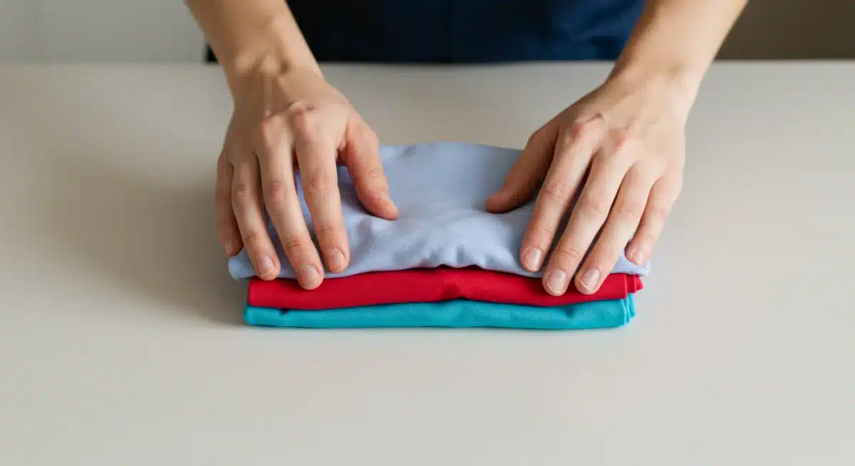 KonMari folding method for t-shirts in a drawer