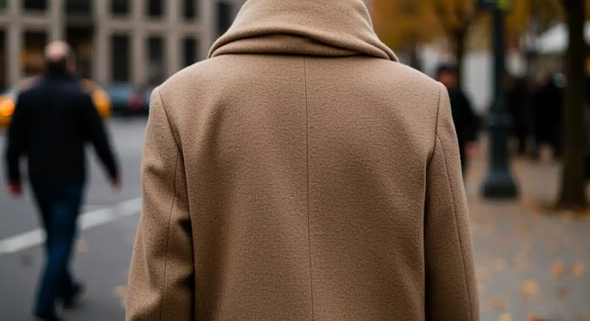 Close-up of a tailored wool coat, a key Fall Winter Outerwear 2026 trend.